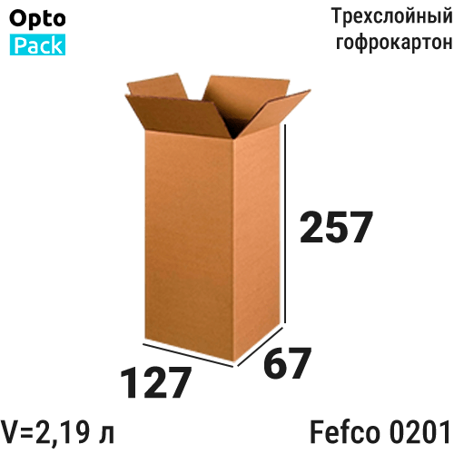 Коробка картонная </br><b>127х67х257 </b> мм